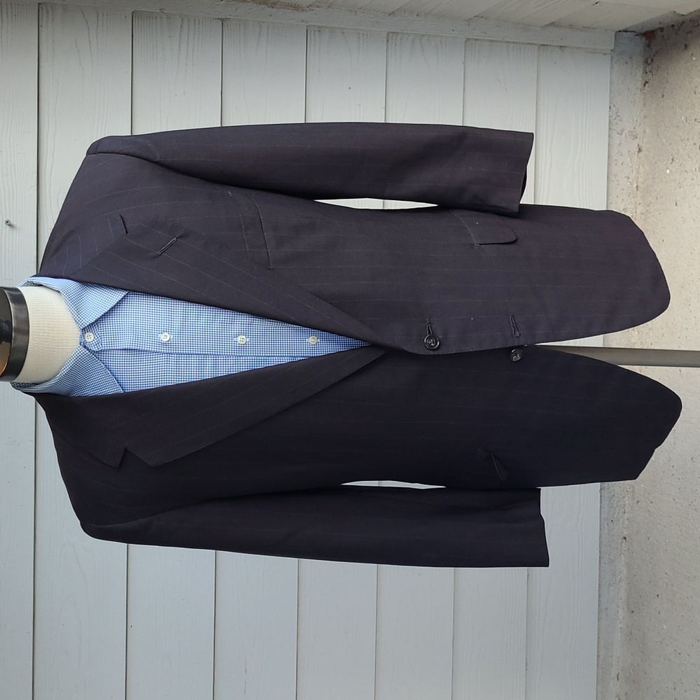 OXXFORD Dark Brown Striped Super Worsted Wool Sz 42 L Sport Coat‎ Suit Jacket